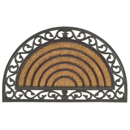 Imports Decor Inc Imports Decor 708RBCM Half Round Rubber Back Coir Doormat  Scrolled Grill 708RBCM